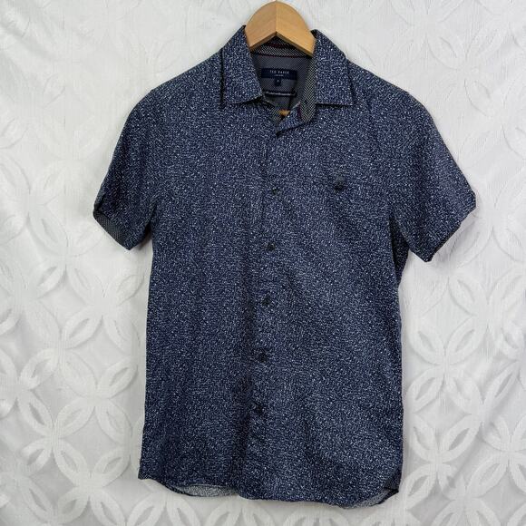 Ted Baker London Thame Extra Trim Fit Print Short Sleeve Sport Shirt Size S - Picture 7 of 9